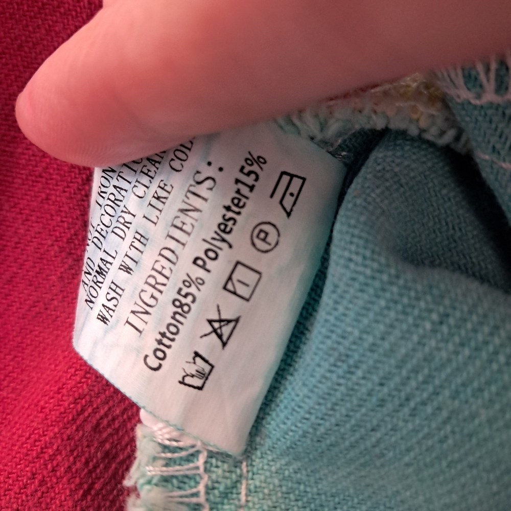 Rainbow Colored Patchwork Style Cropped Button Up… - image 5